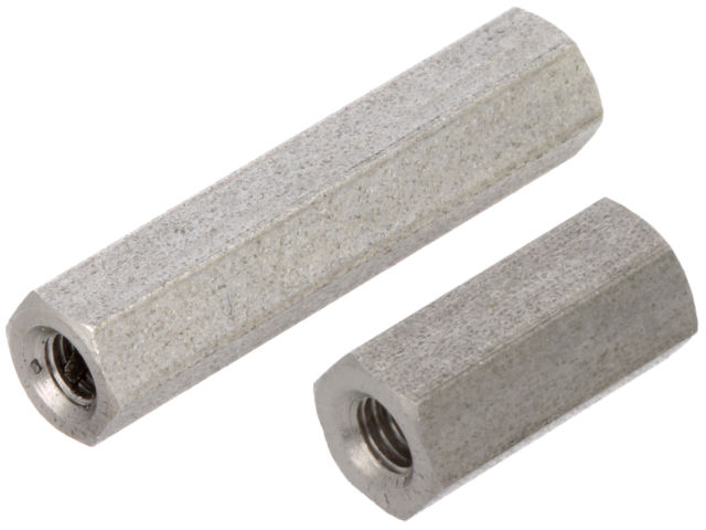 A series of stainless steel spacer sleeves